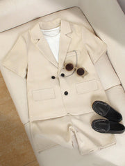 2pcs Big Boys Blazer Jacket & Shorts Set - Ivory