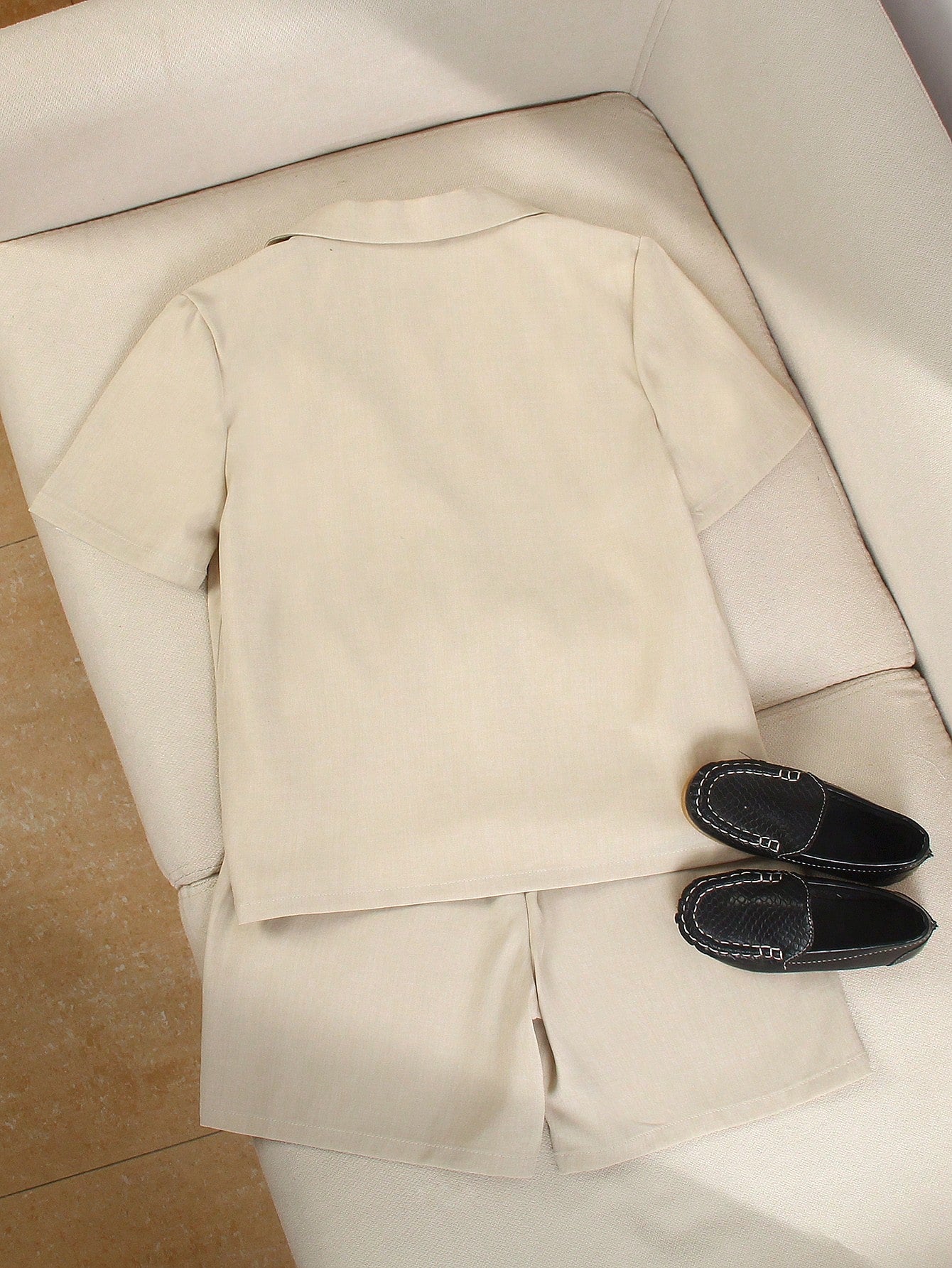 2pcs Big Boys Blazer Jacket & Shorts Set - Ivory