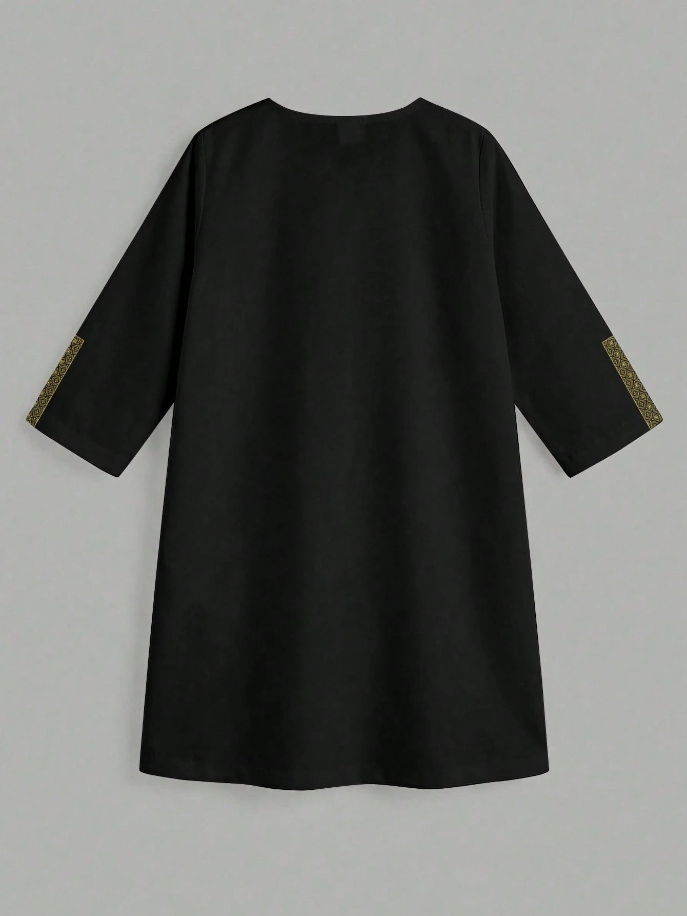 Boys Gold Embroidered Thobe Arabic Robe - Onyx