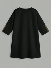 Boys Gold Embroidered Thobe Arabic Robe - Onyx