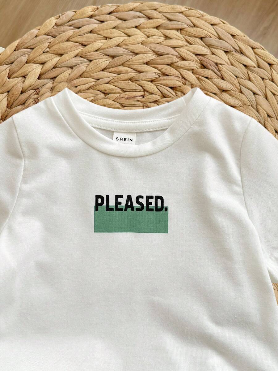 2pcs Boys Graphic Tee & Drawstring Shorts Set - Sage