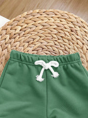 2pcs Boys Graphic Tee & Drawstring Shorts Set - Sage