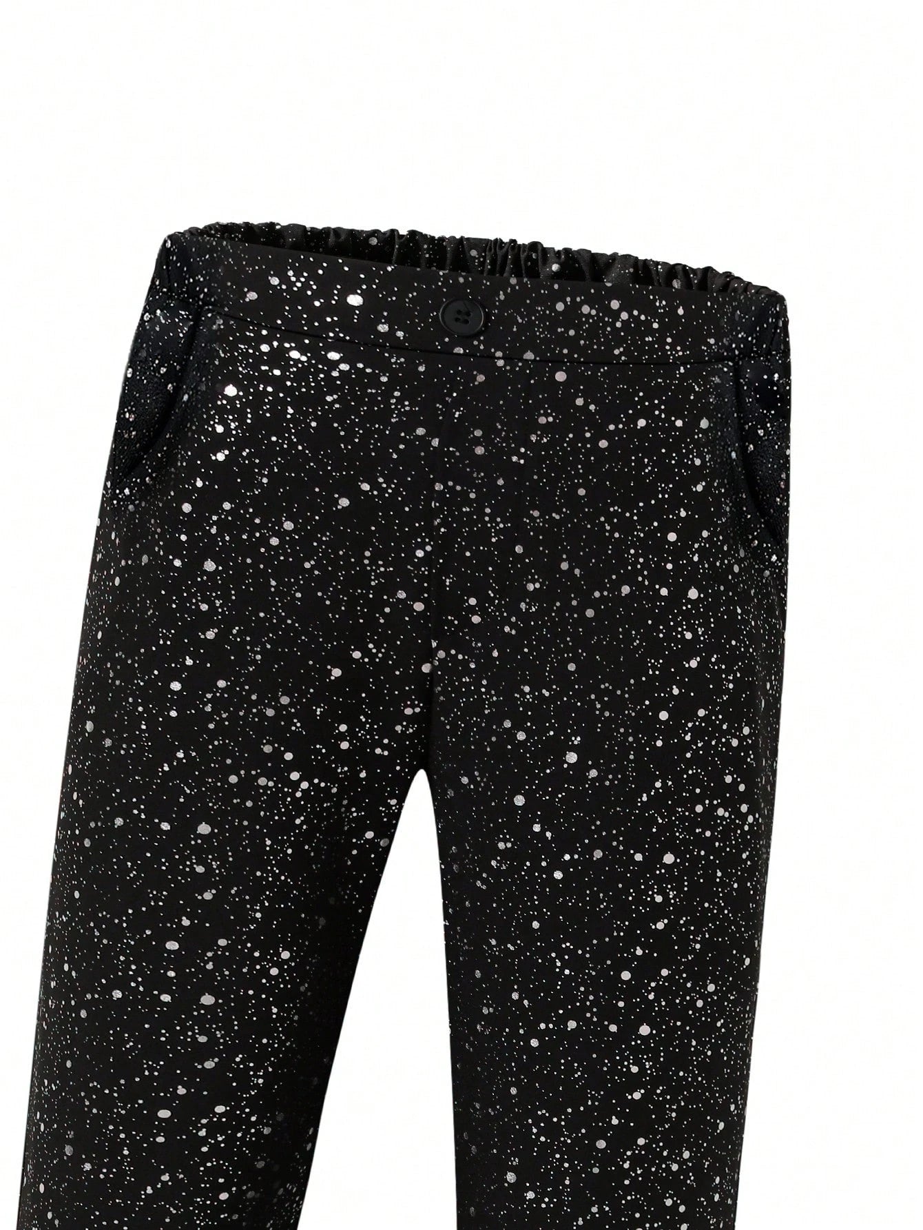 2pcs Big Boys Shiny Jacket & Trousers Suit - Midnight Black