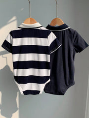 Baby Boys Polo Stripe Bodysuit Set - Midnight
