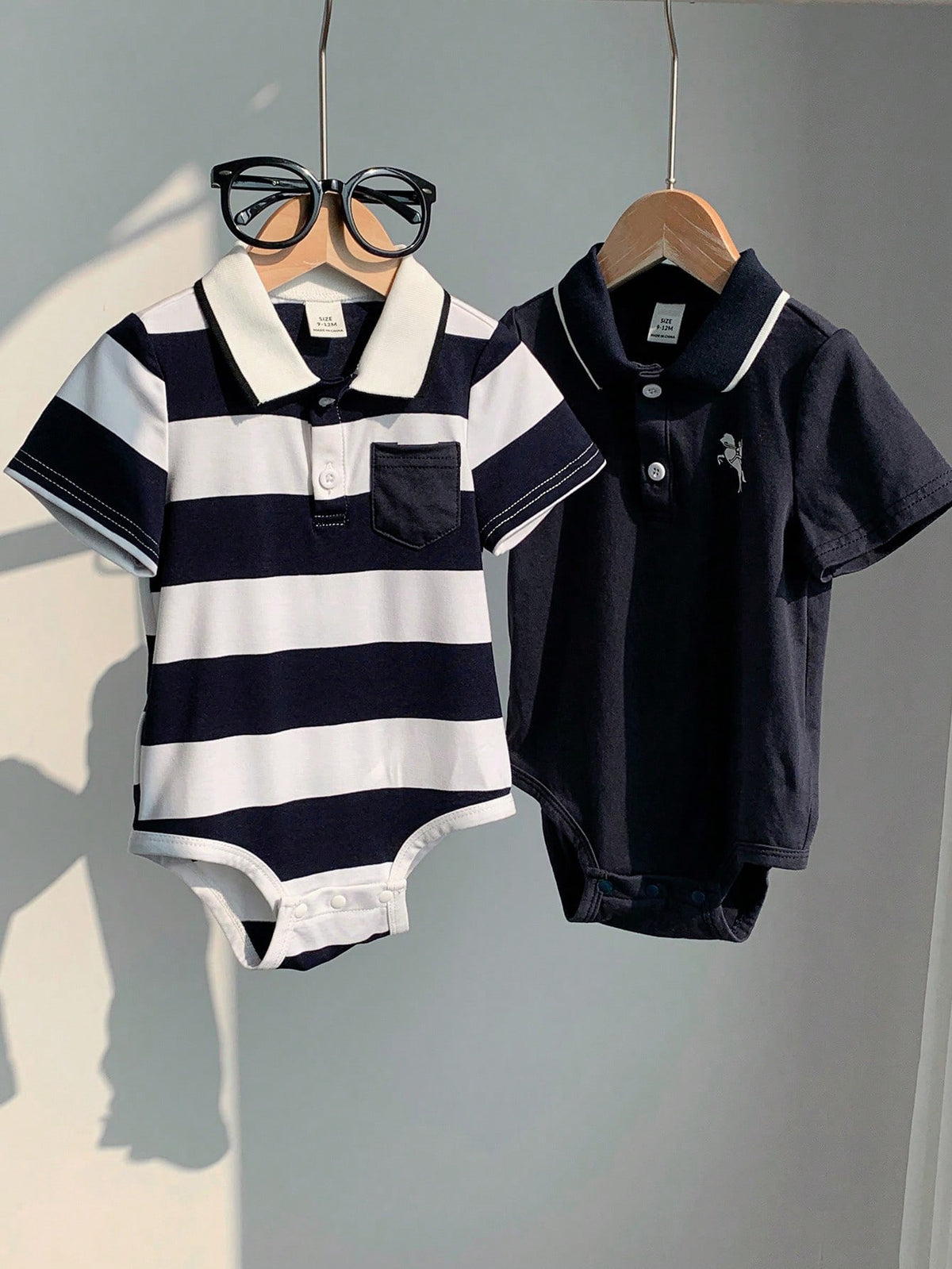 Baby Boys Polo Stripe Bodysuit Set - Midnight