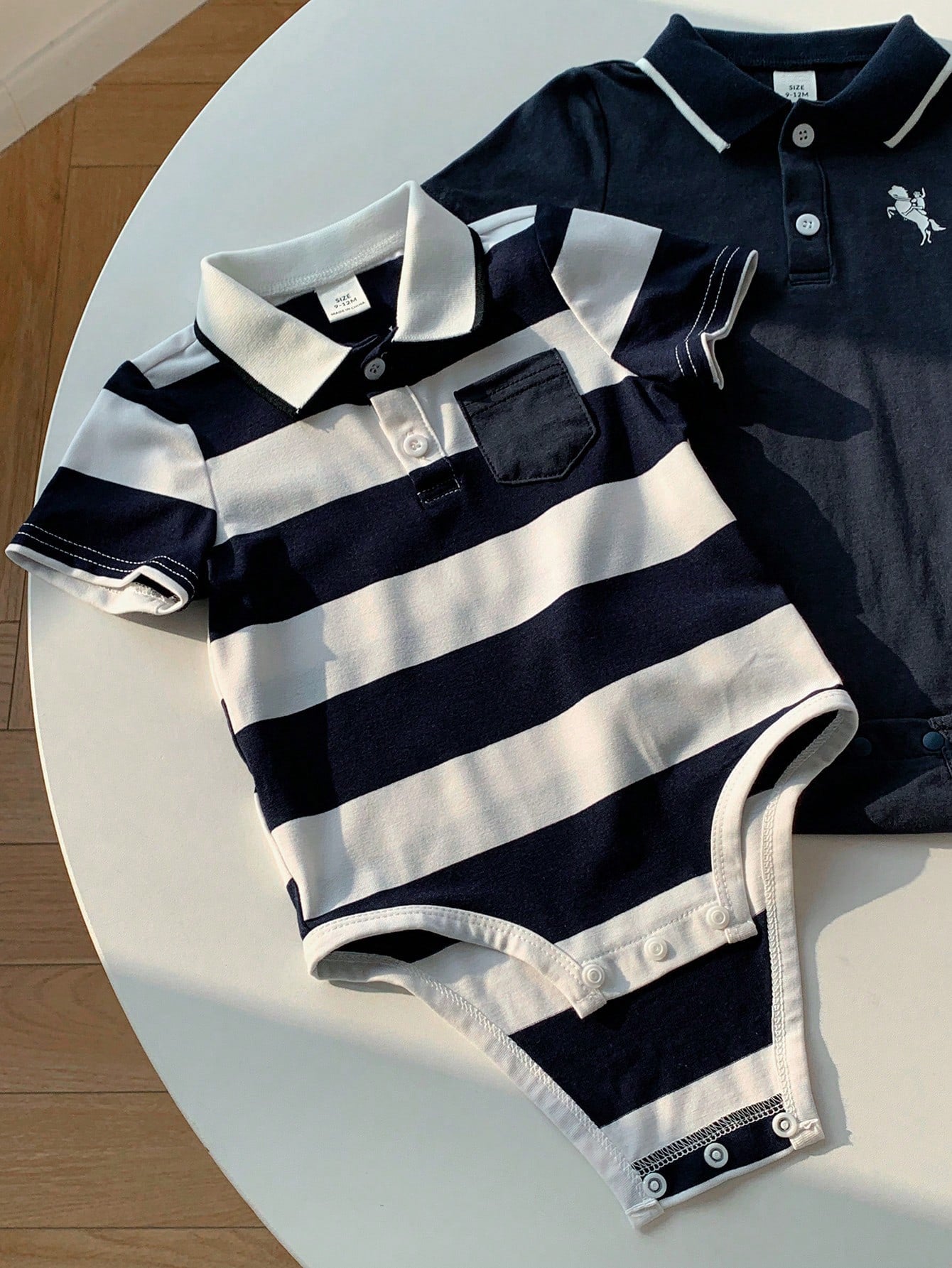 Baby Boys Polo Stripe Bodysuit Set - Midnight