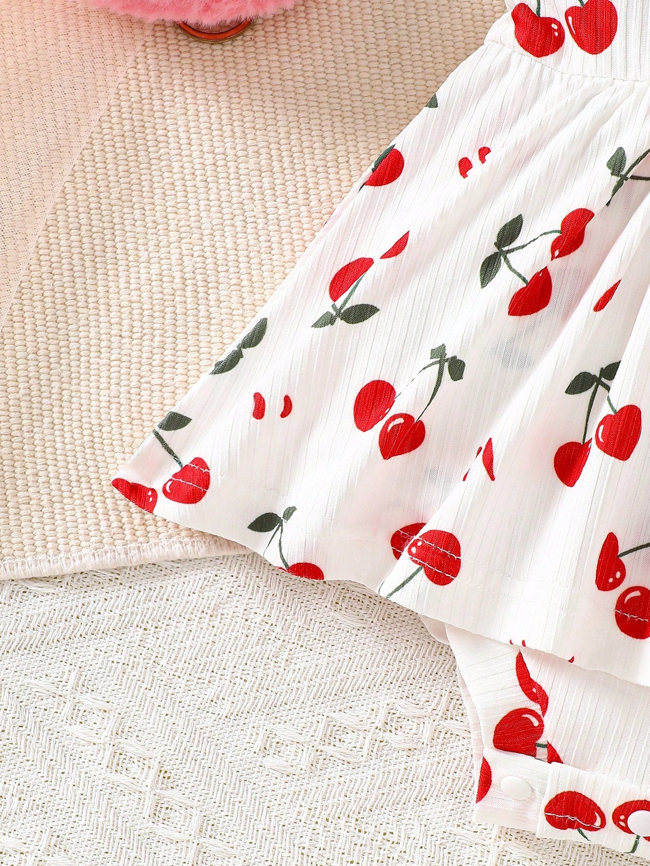 Baby Girls Cherry Print Ruffle Romper Dress Set - Isabelline