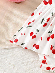 Baby Girls Cherry Print Ruffle Romper Dress Set - Isabelline