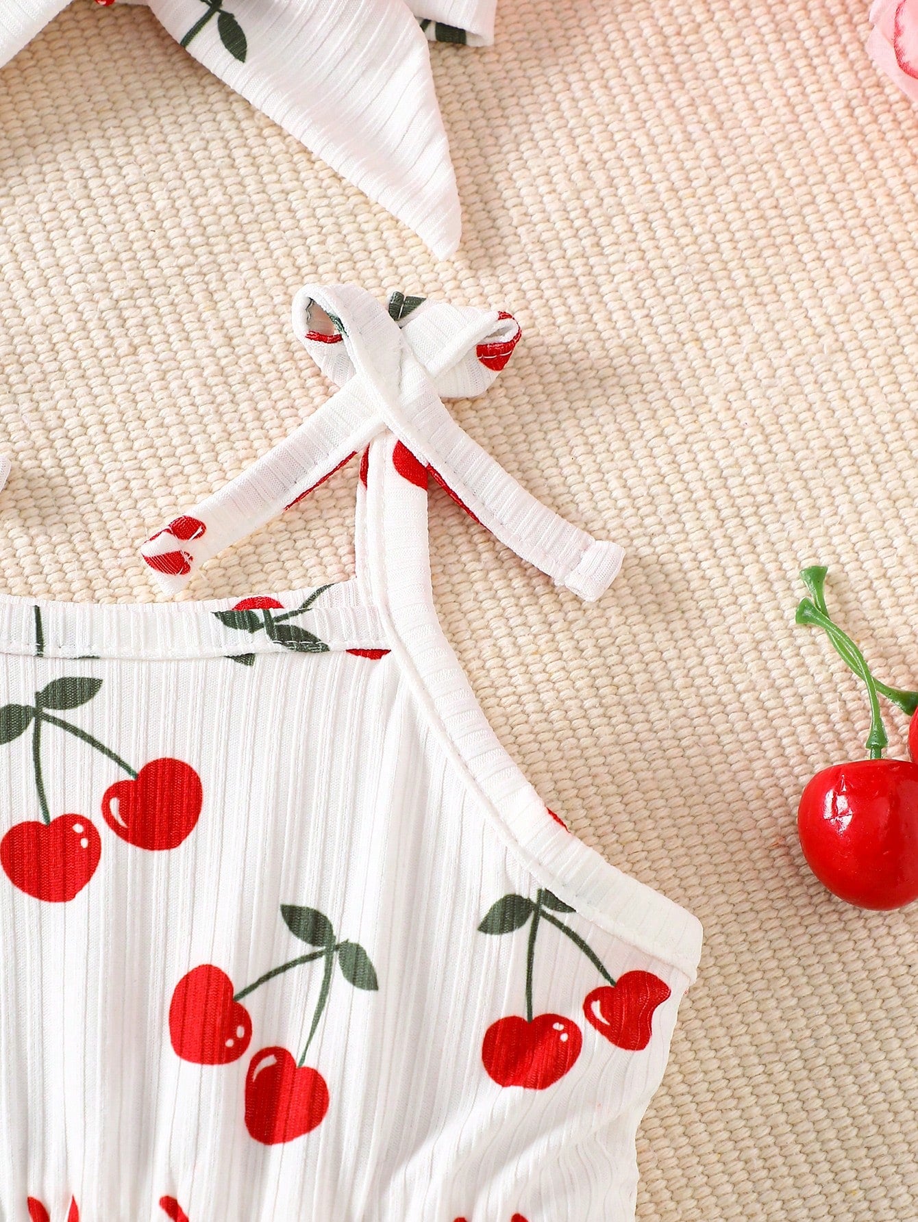Baby Girls Cherry Print Ruffle Romper Dress Set - Isabelline