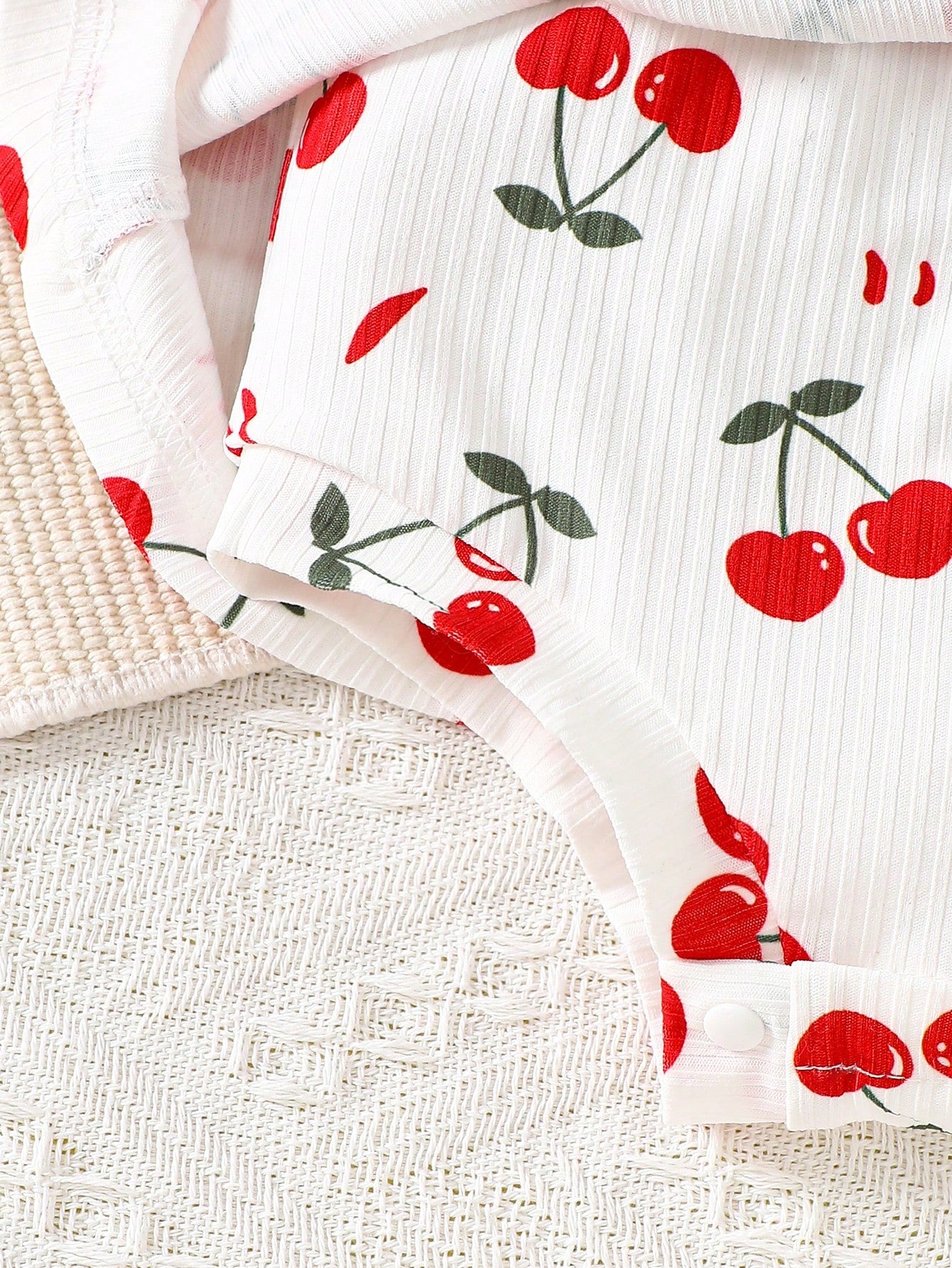 Baby Girls Cherry Print Ruffle Romper Dress Set - Isabelline