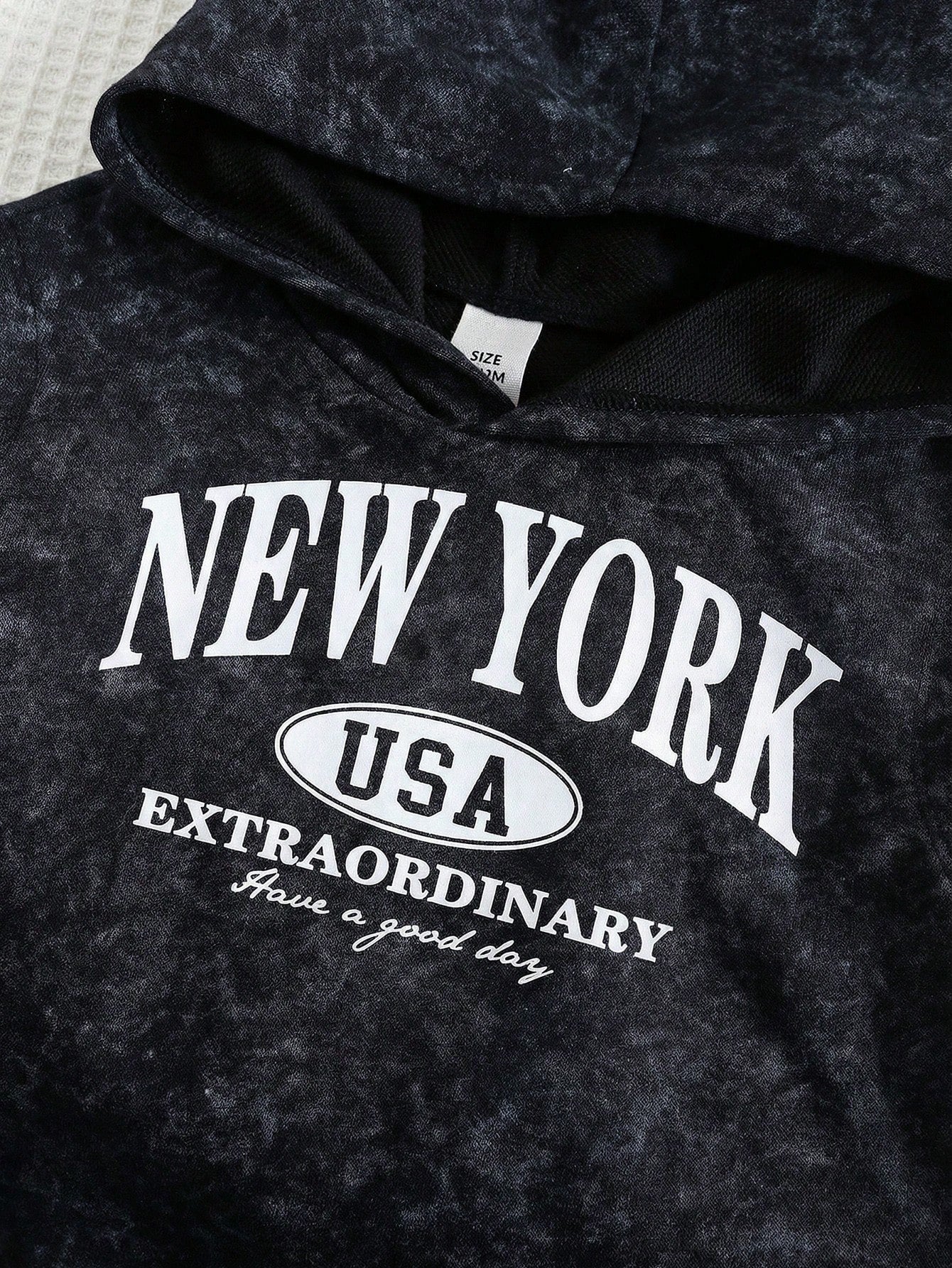 Boys New York Letter Print Hooded Vest & Shorts Set - Onyx