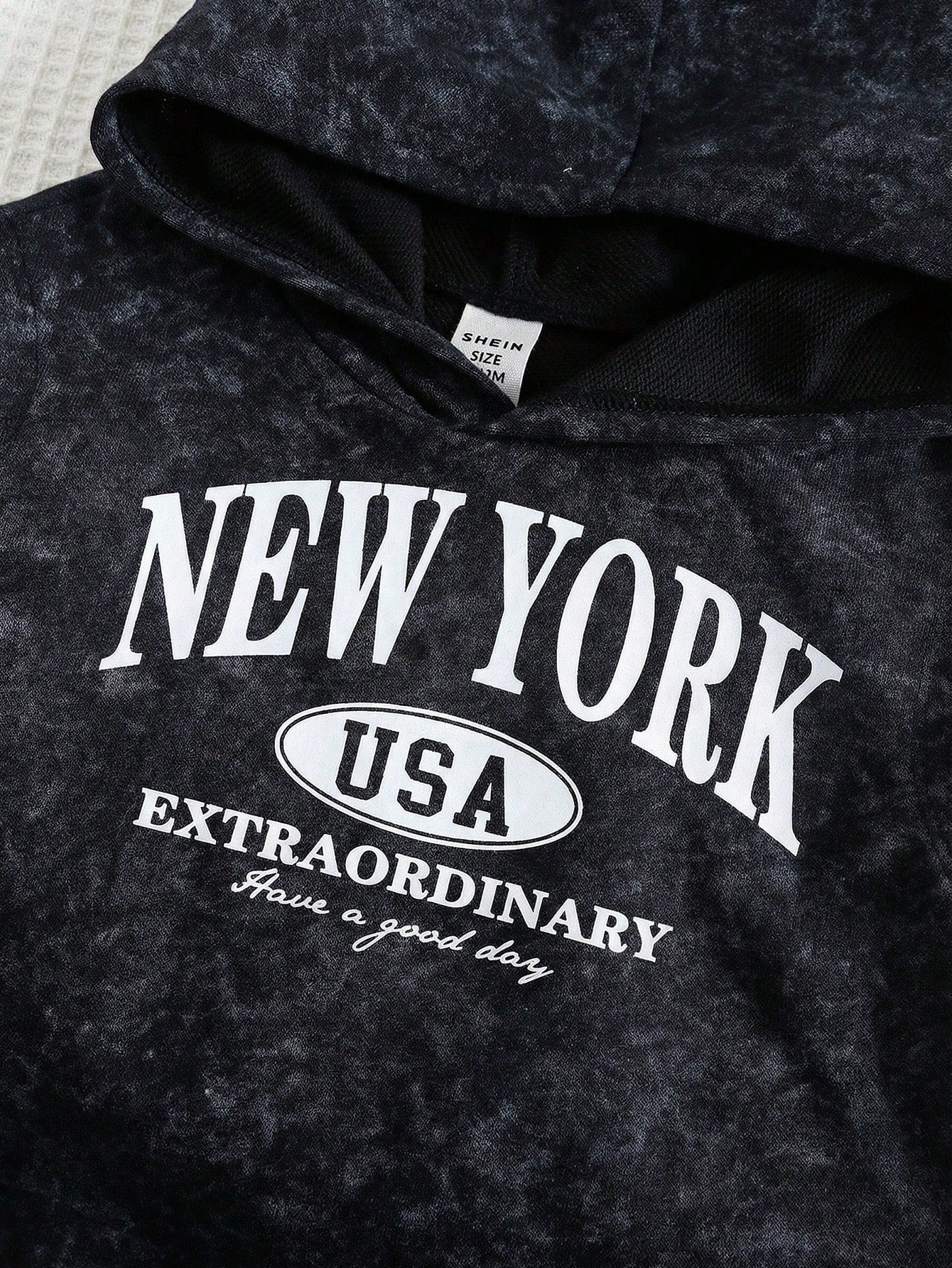 Boys New York Letter Print Hooded Vest & Shorts Set - Onyx