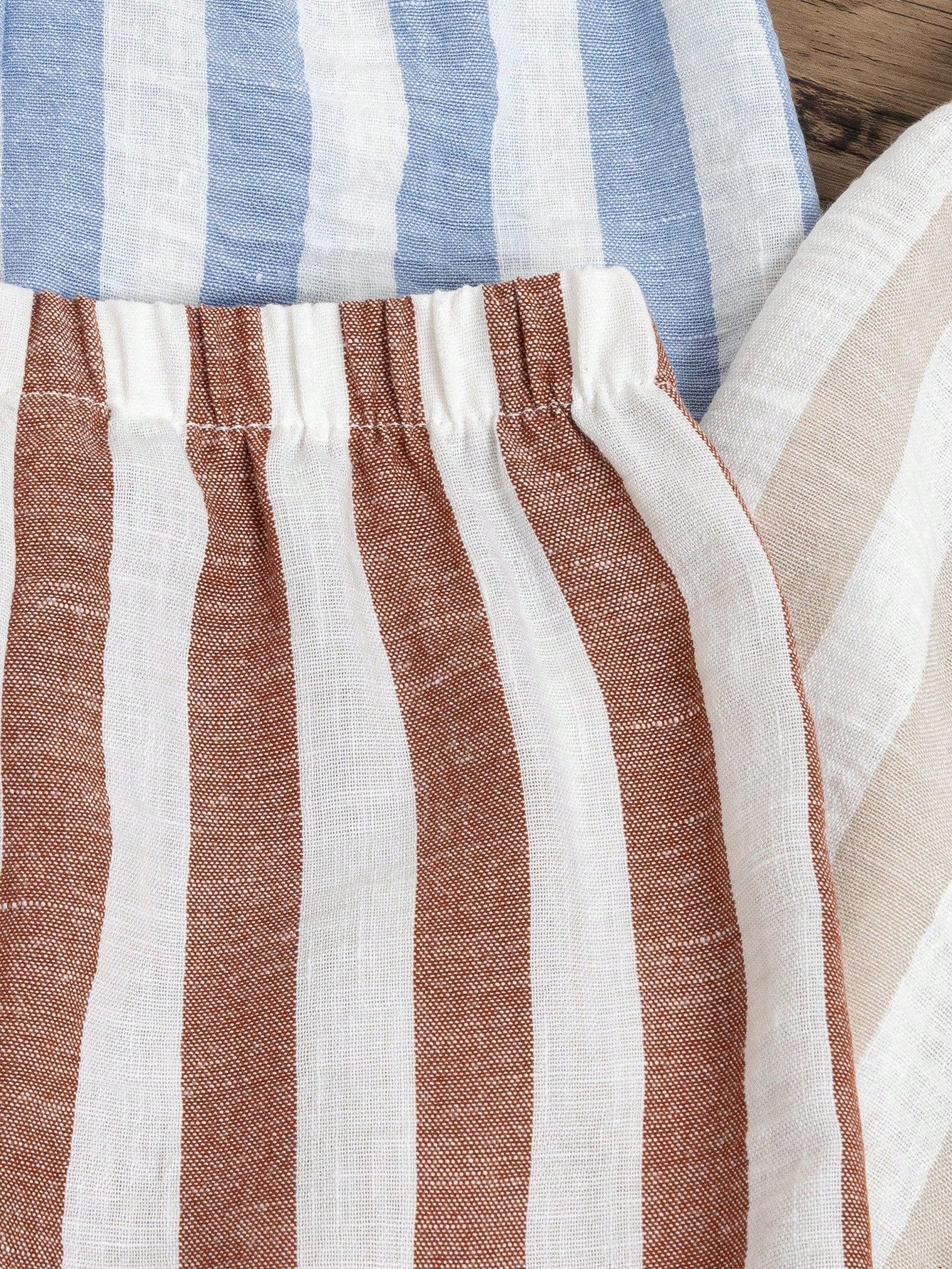 3pcs Boys Vertical Stripe Linen Tapered Trousers - Isabelline | 21 ...