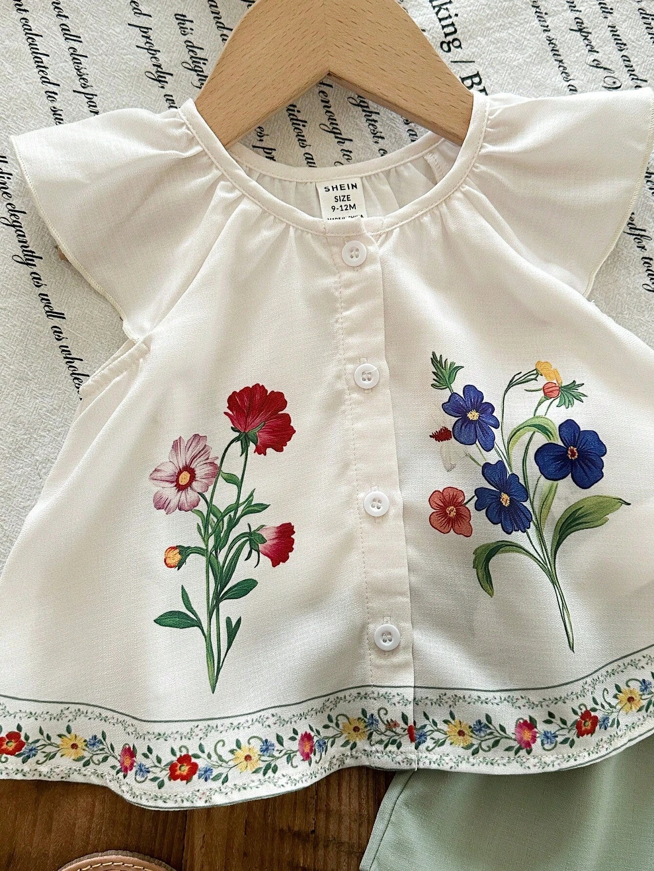 Girls Floral Embroidered Ruffle Top & Shorts Set - Ivory