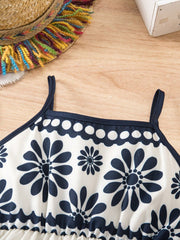 Girls Floral Print Spaghetti Strap Flared Sundress - Ivory | 21 Cen...