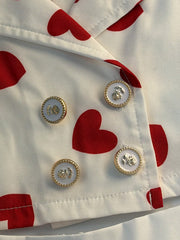 2pcs Girls Heart Print Lapel Top & Pleated Skirt Set - Ivory | 21 C...