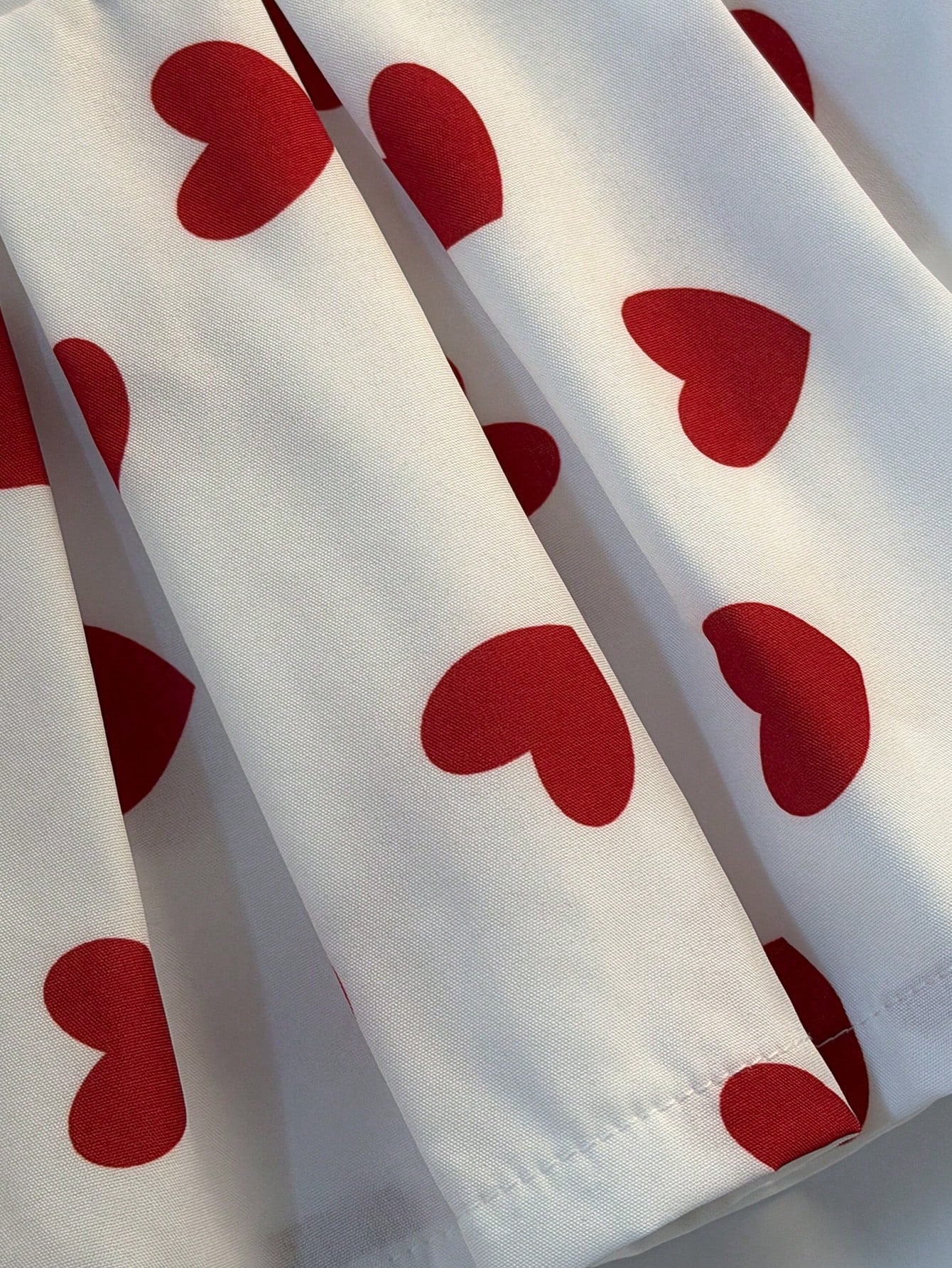 2pcs Girls Heart Print Lapel Top & Pleated Skirt Set - Ivory | 21 C...