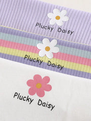 Girls Daisy Ribbed Knit Romper Set - Lavender