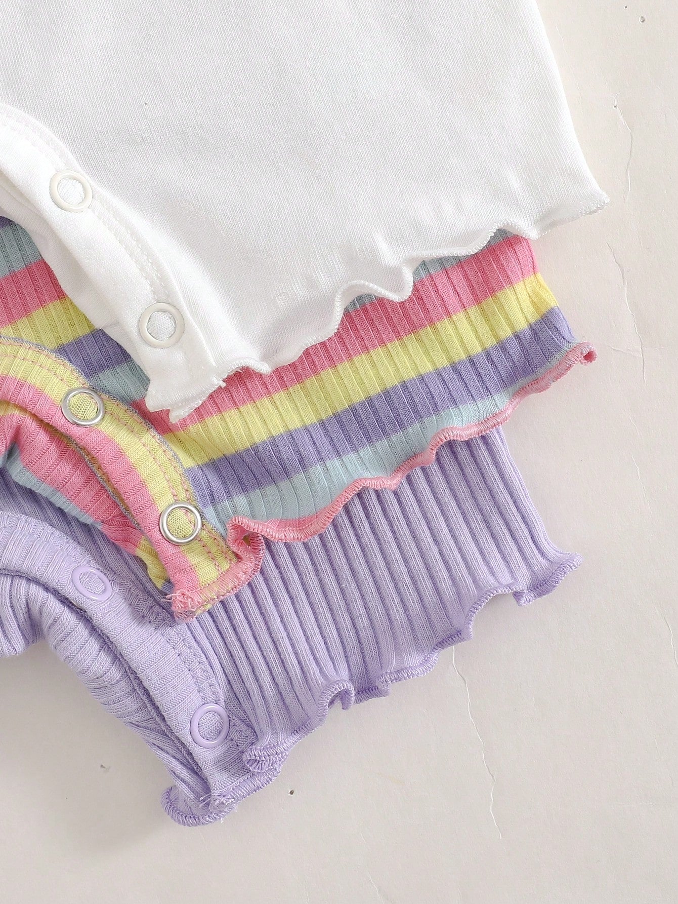Girls Daisy Ribbed Knit Romper Set - Lavender