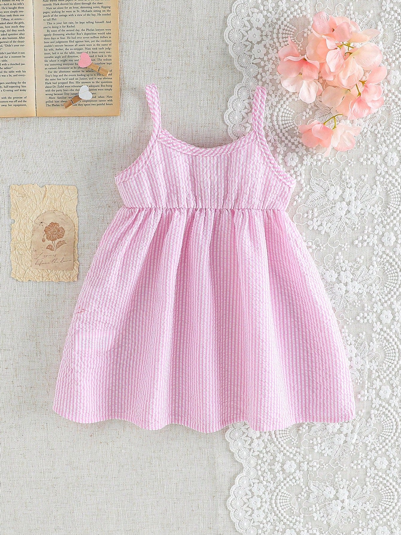 Girls Seersucker Striped Bow-Front Cami Dress - Blush | 21 Century ...
