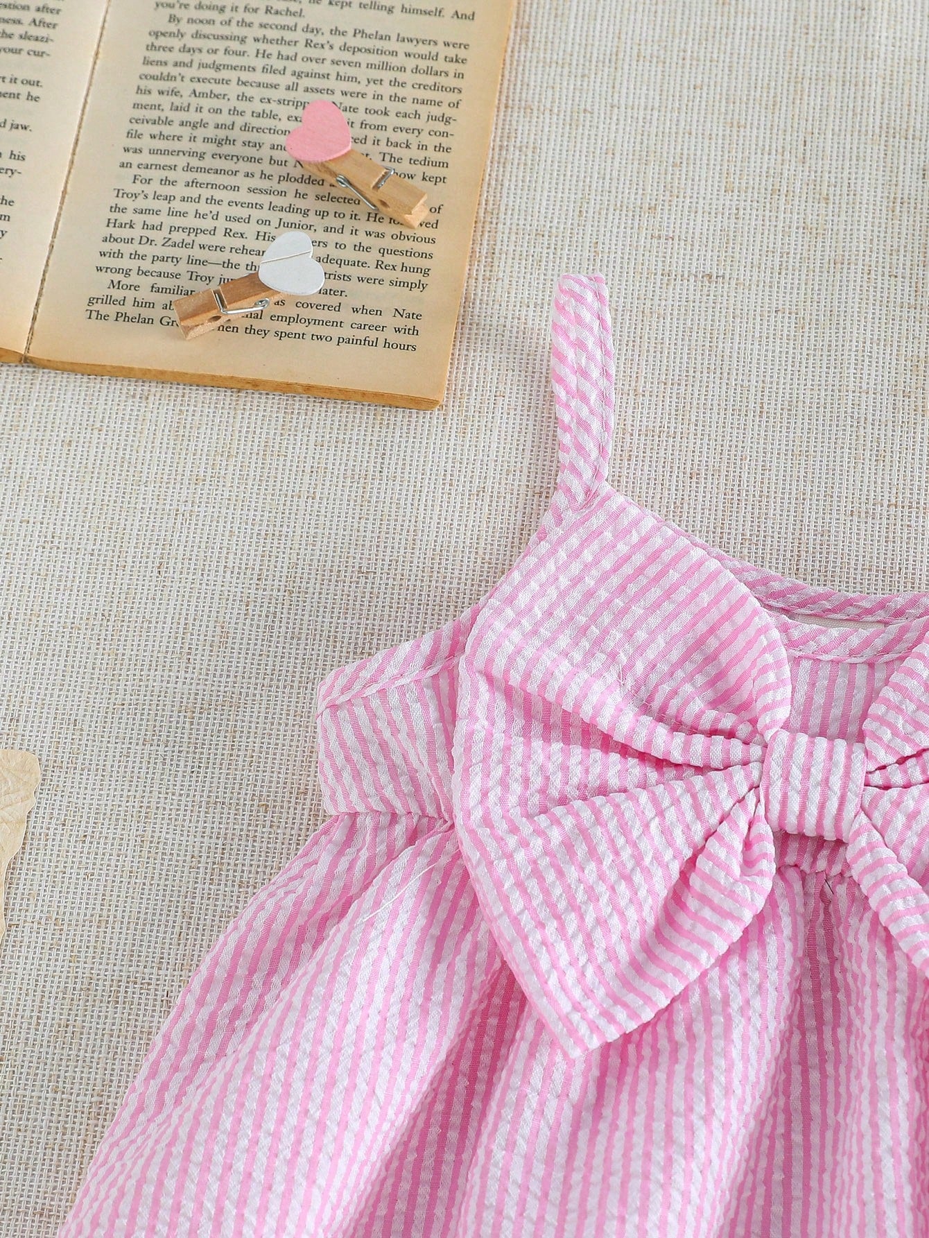Girls Seersucker Striped Bow-Front Cami Dress - Blush | 21 Century ...