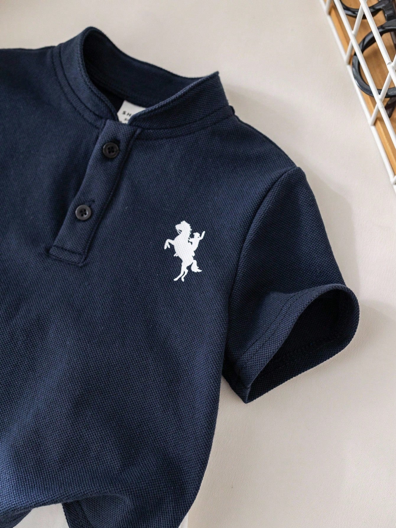 2pcs Boys Piqué Polo & Belted Shorts Set - Midnight