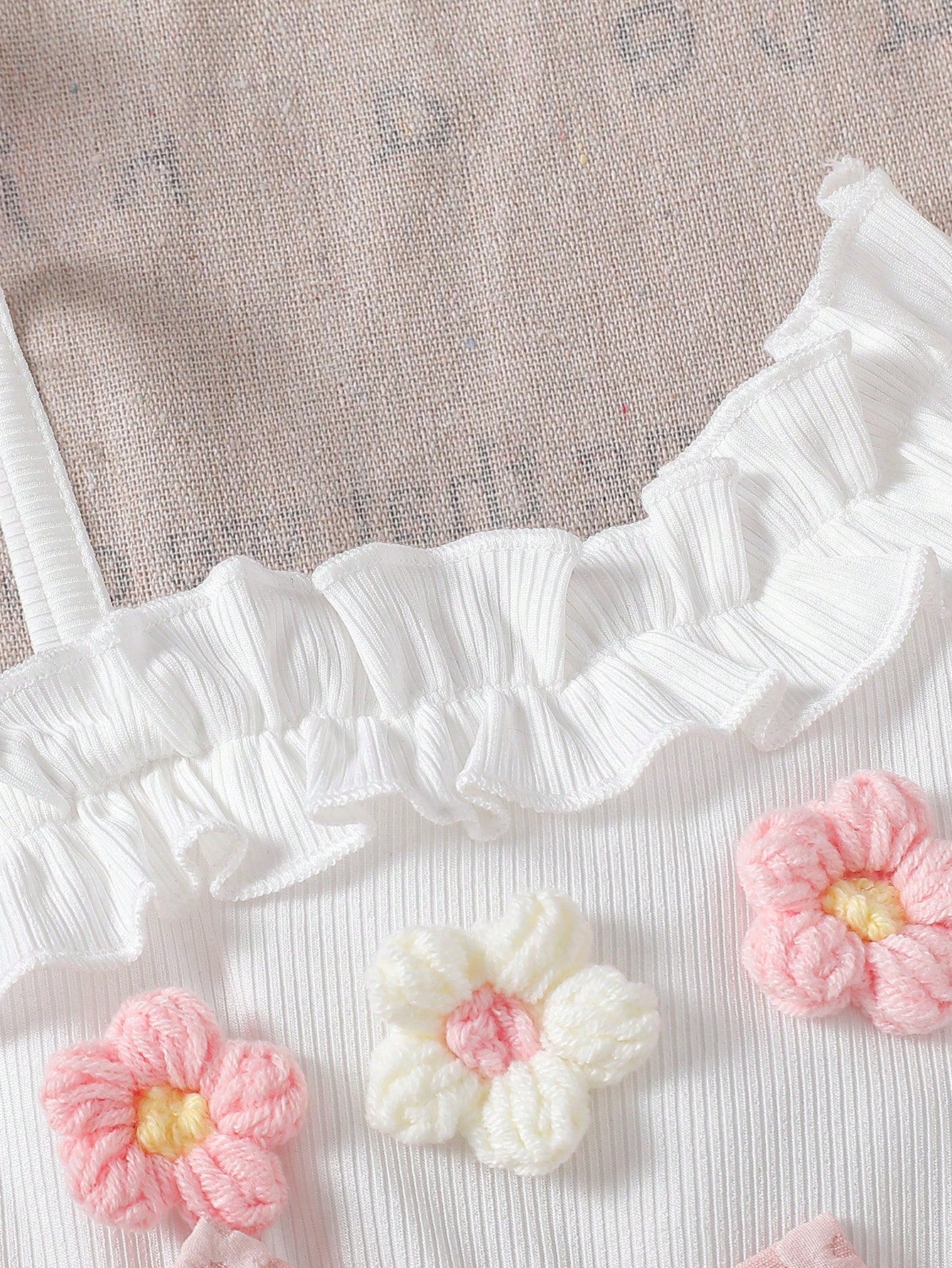 Baby Girls 3D Floral Ruffle Asymmetric Romper - Blush
