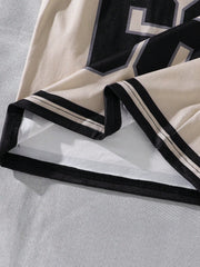 2pcs Boys Varsity Number Print Tee & Shorts Set - Ecru