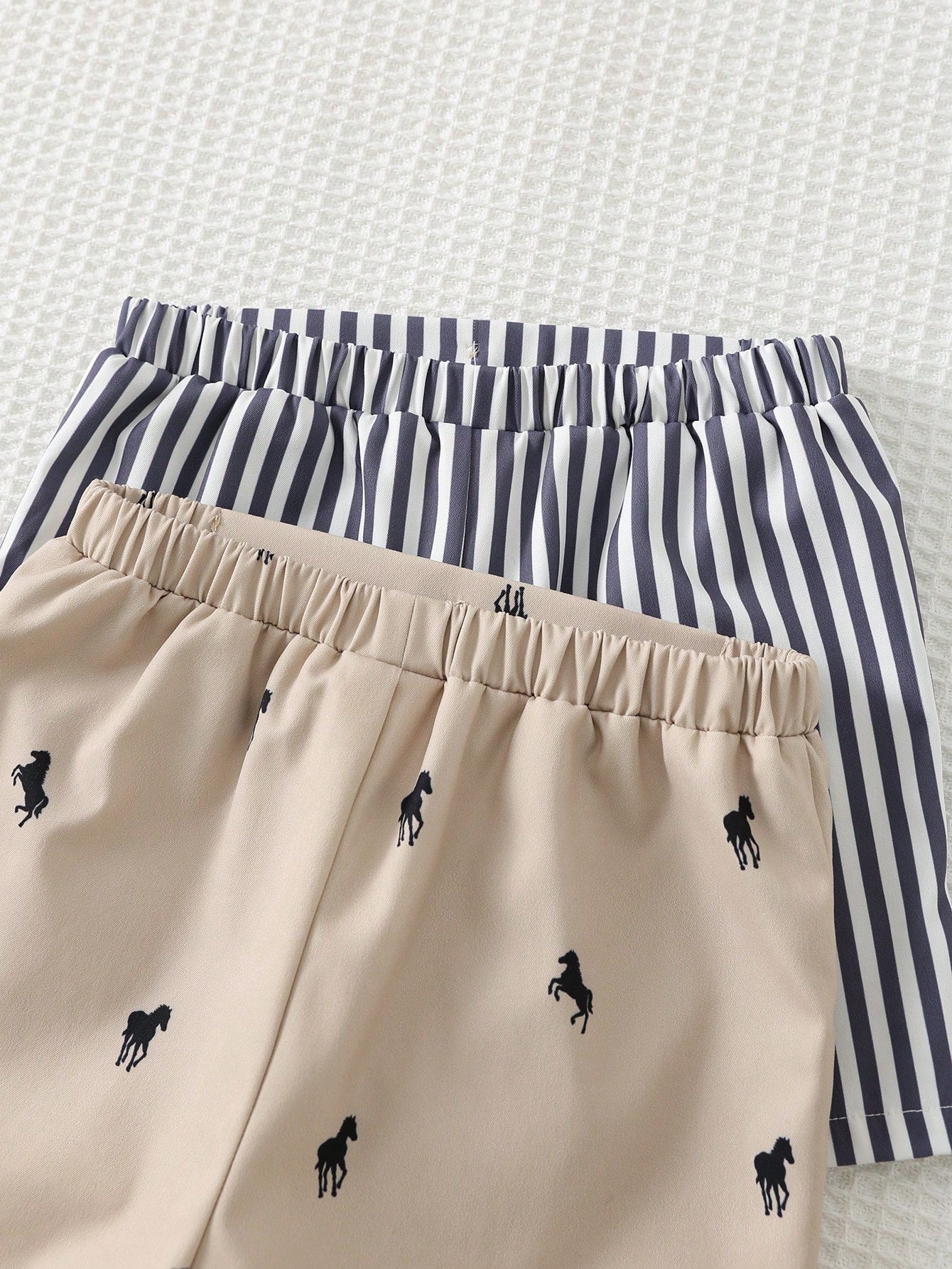 2pcs Boys Striped & Horse Print Chino Shorts Set - Slate | 21 Centu...