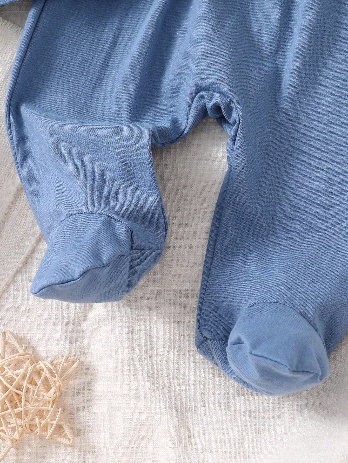 4pcs Baby Boys Bear Appliqué Wrap Top & Footed Pants Set - Slate Bl...