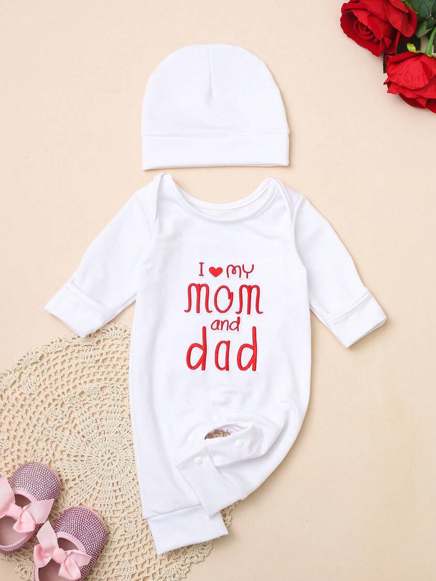 Baby Boys I Love Mom and Dad Romper Set - Ivory