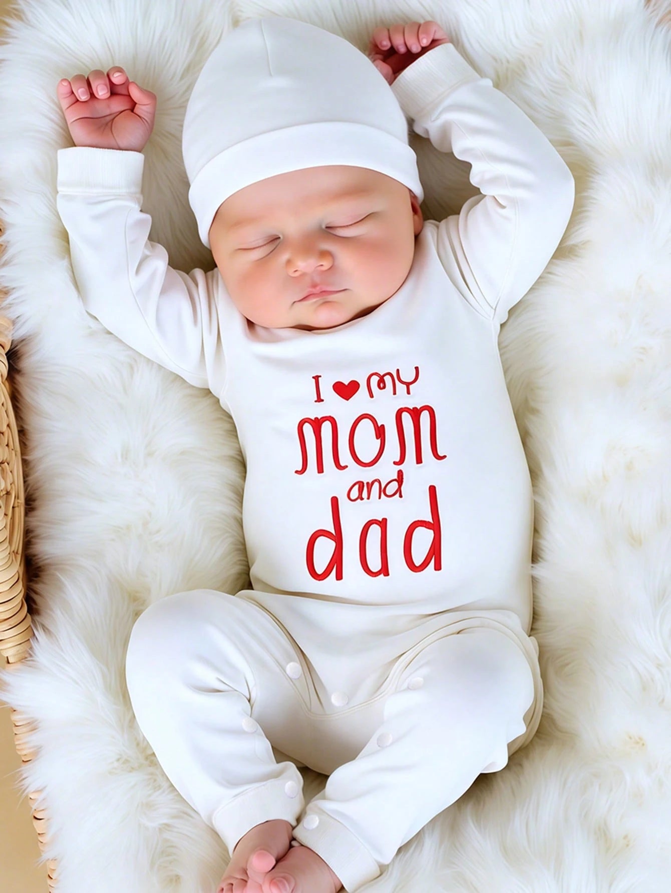 Baby Boys I Love Mom and Dad Romper Set - Ivory