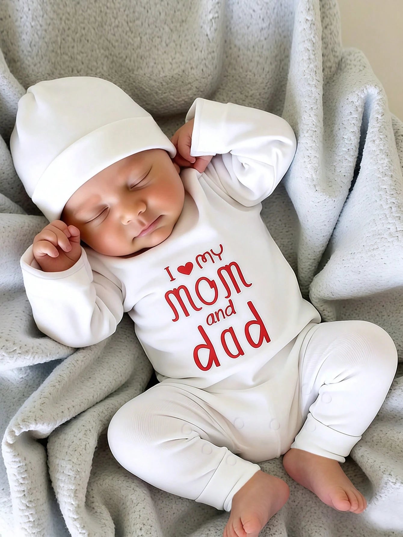 Baby Boys I Love Mom and Dad Romper Set - Ivory