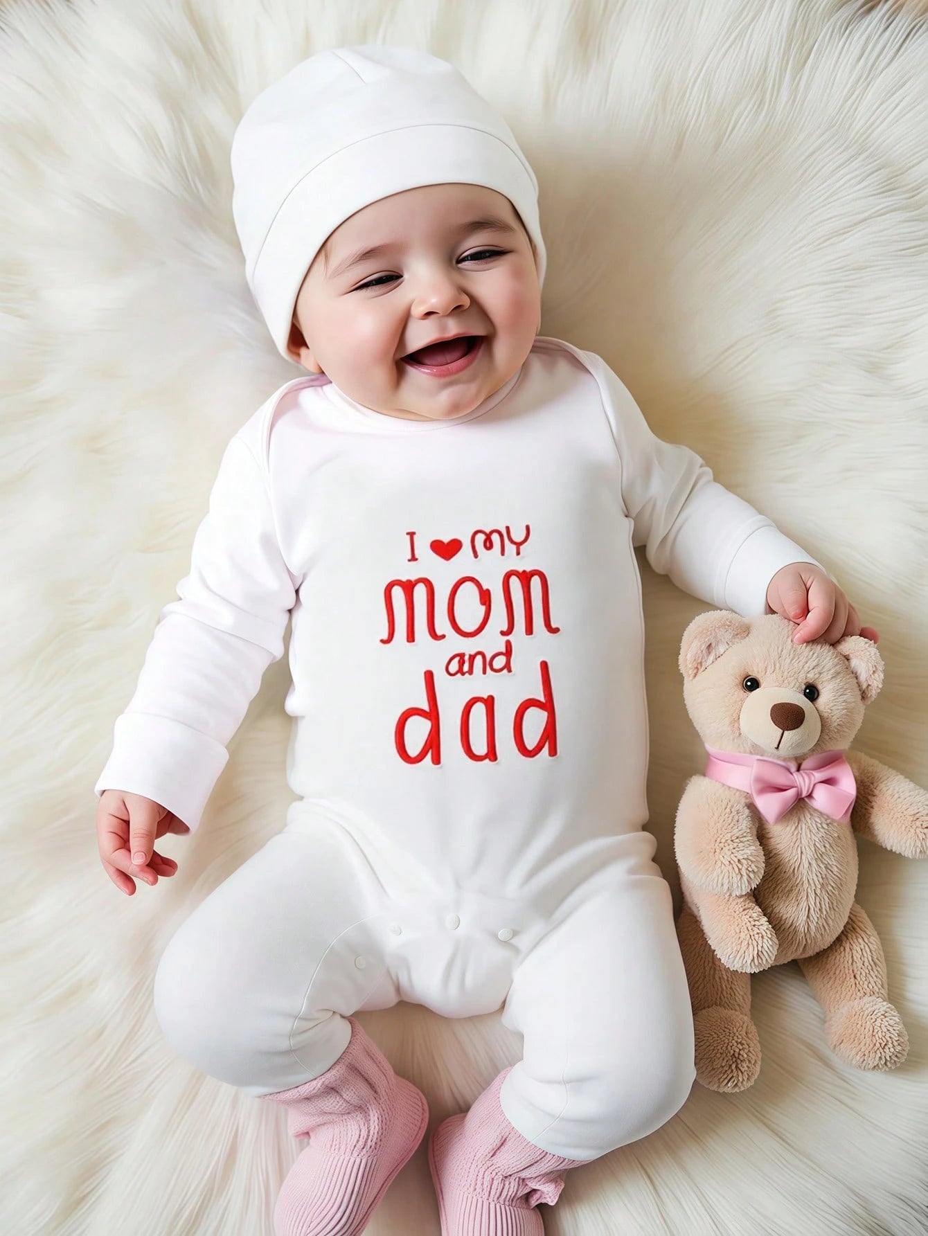 Baby Boys I Love Mom and Dad Romper Set - Ivory