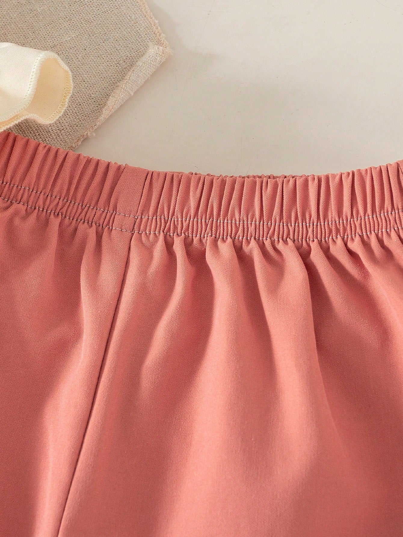2pcs Girls Embroidered Peter Pan Collar Blouse & Wide-Leg Pants - Ivory
