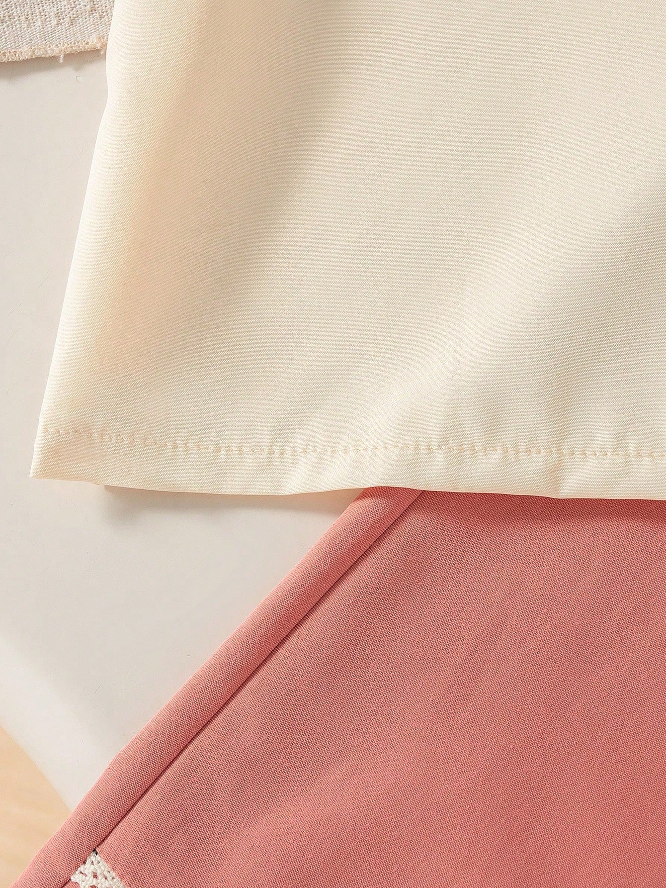 2pcs Girls Embroidered Peter Pan Collar Blouse & Wide-Leg Pants - Ivory