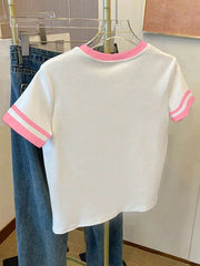 Big Girls Polo Print Contrast Trim Ringer Tee - Ivory | 21 Century ...