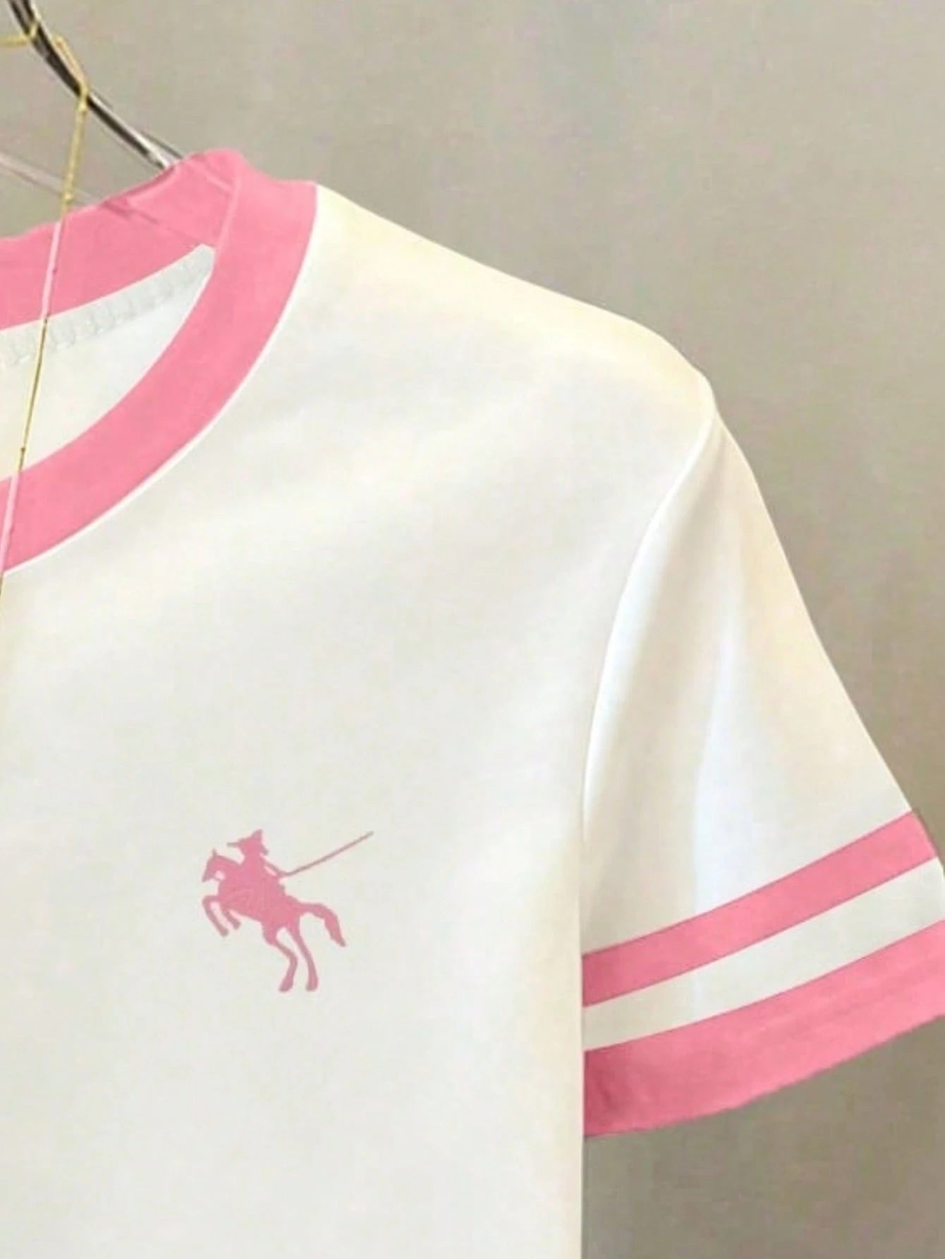 Big Girls Polo Print Contrast Trim Ringer Tee - Ivory | 21 Century ...