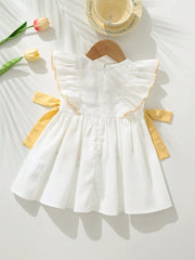 Girls Floral Embroidered Ruffle Sleeve A-Line Dress - Ivory | 21 Ce...