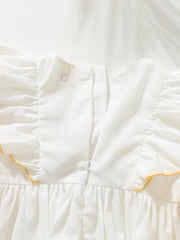 Girls Floral Embroidered Ruffle Sleeve A-Line Dress - Ivory | 21 Ce...