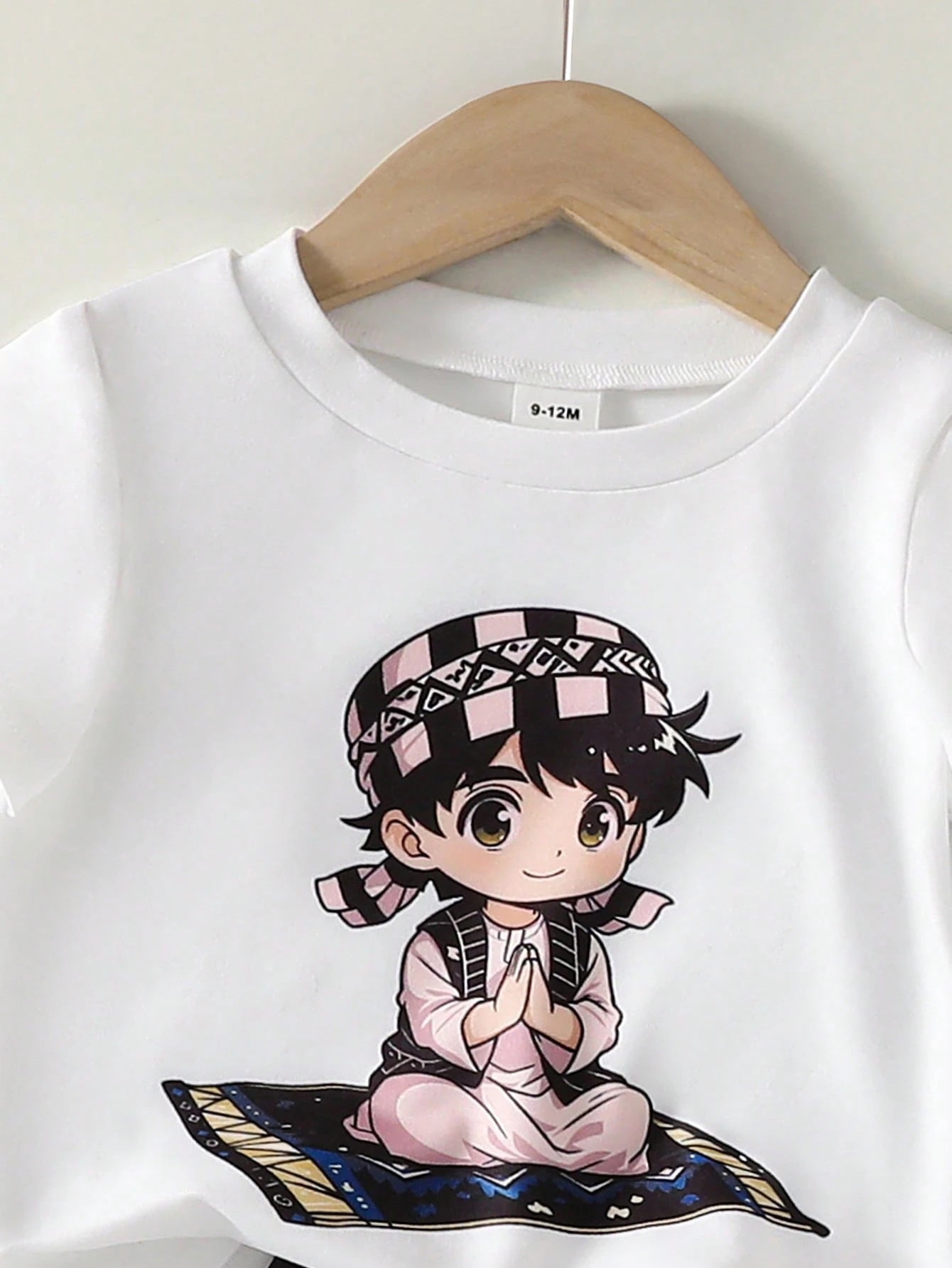 3pcs Boys Anime Prayer Print Tee, Keffiyeh Joggers & Cap Set - Ivor...