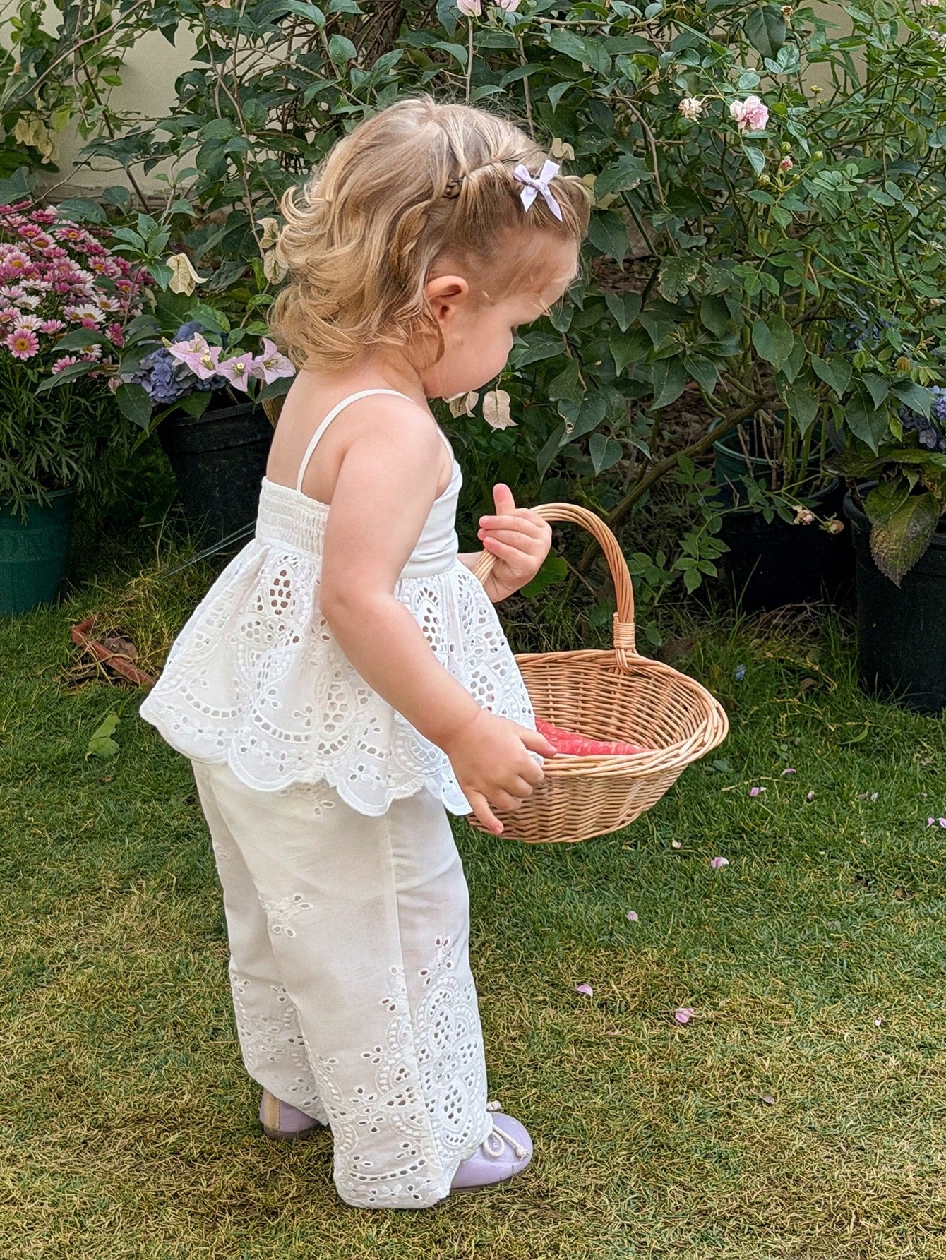 2pcs Girls Broderie Anglaise Camisole & Pants Set - Ivory | 21 Cent...