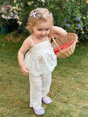 2pcs Girls Broderie Anglaise Camisole & Pants Set - Ivory | 21 Cent...