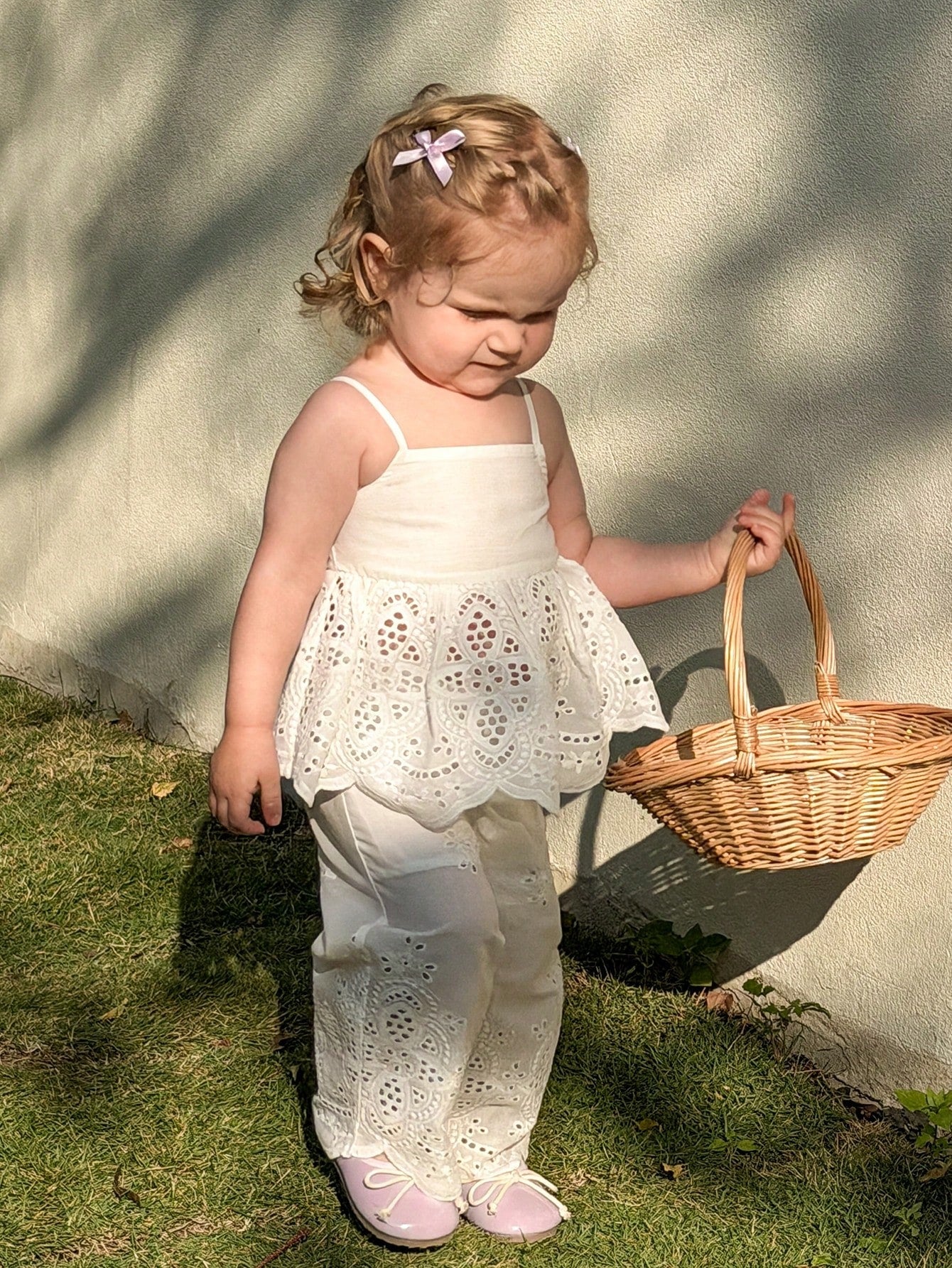 2pcs Girls Broderie Anglaise Camisole & Pants Set - Ivory | 21 Cent...