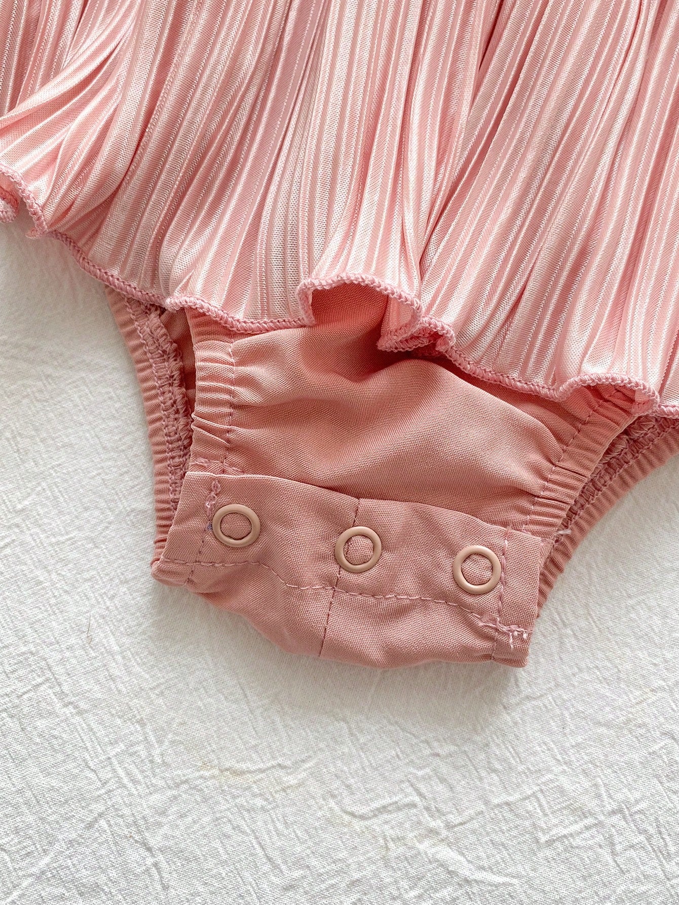 Baby Girls Pearl Collar Pleated Romper Dress - Blush