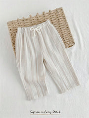 Boys Striped Linen-Cotton Drawstring Wide-Leg Trousers - Ecru | 21 ...