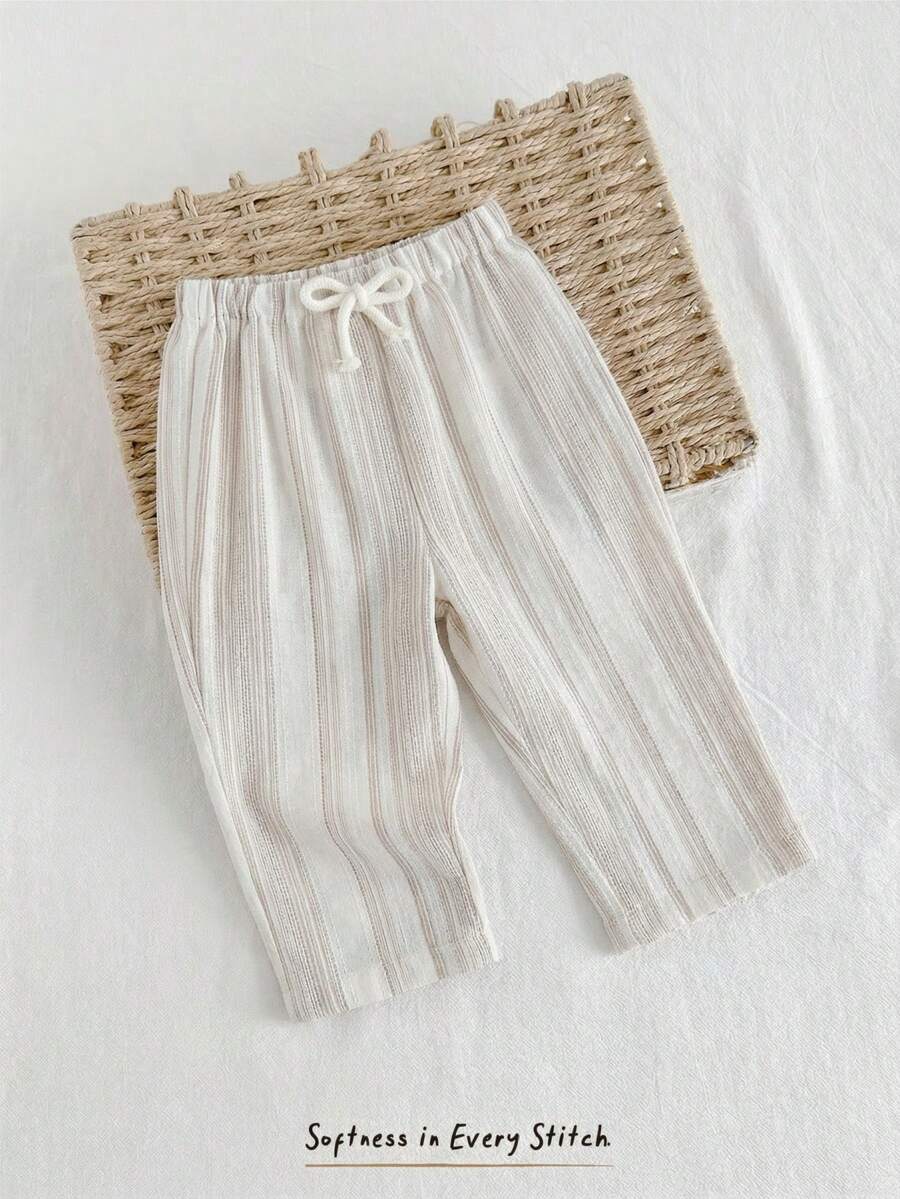 Boys Striped Linen-Cotton Drawstring Wide-Leg Trousers - Ecru | 21 ...