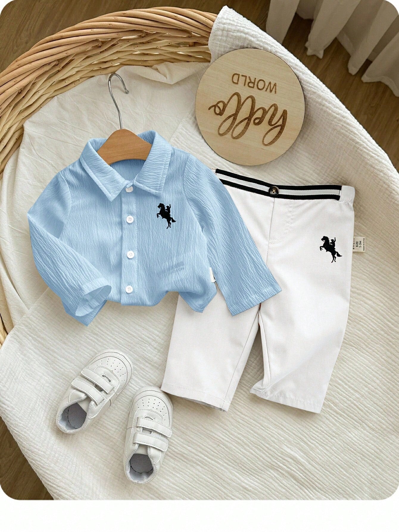 2pcs Baby Boys Polo Shirt & Trousers Set - Powder Blue | 21 Century...