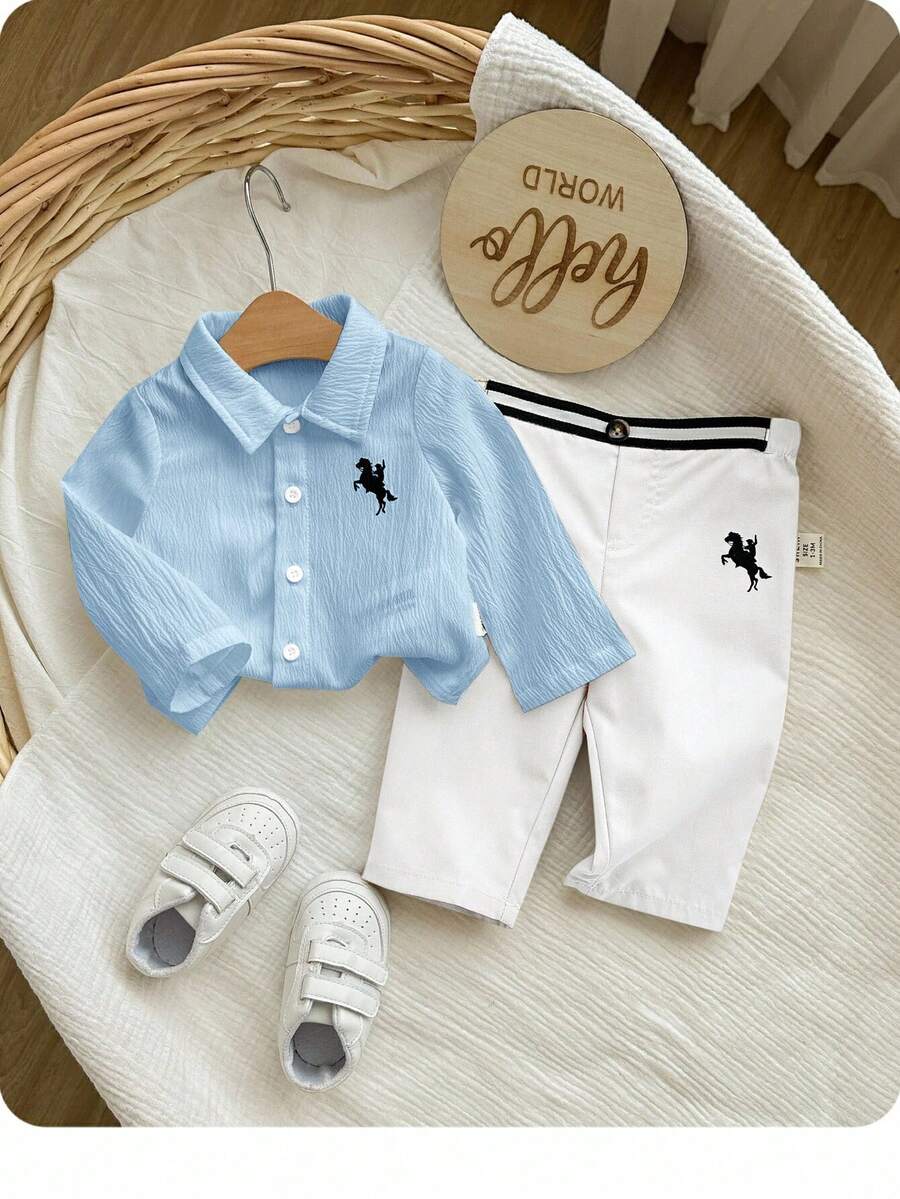 2pcs Baby Boys Polo Shirt & Trousers Set - Powder Blue | 21 Century...