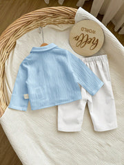 2pcs Baby Boys Polo Shirt & Trousers Set - Powder Blue | 21 Century...
